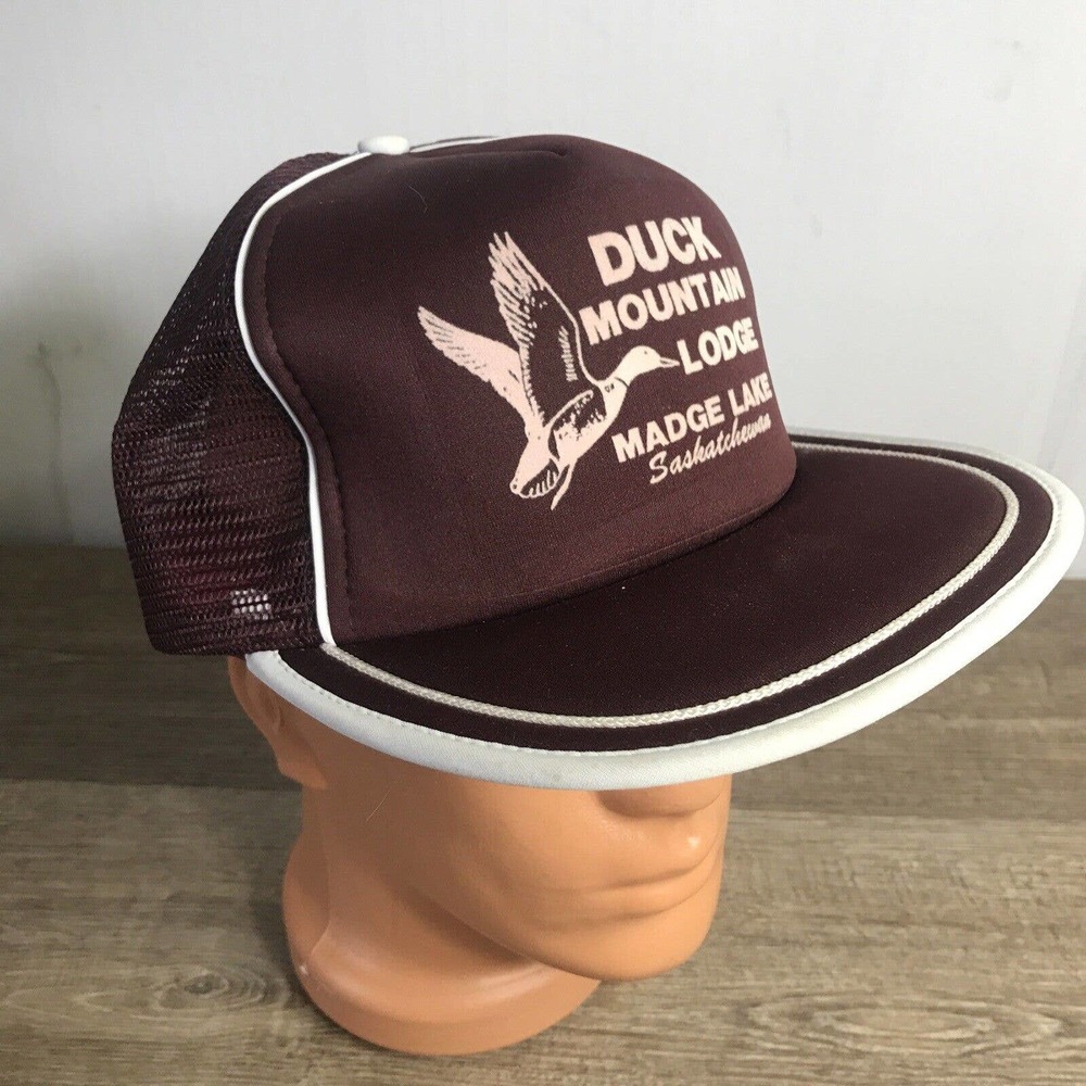 Vtg Duck Mountain Lodge Madge Lake Saskatchewan Canada Purple SnapBack Hat P1 - Picture 2 of 12